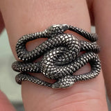 Mio Queena Stainless Steel Double Snake Winding Ring