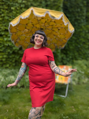 Vintage Volup 60s Red Shift Dress
