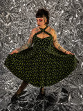 Gently Used Unique Vintage Rita Black & Green Bat Dress