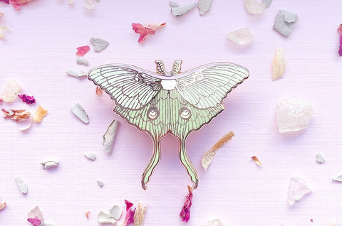 Alum and Ink Luna Moth Enamel Pin