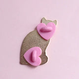 Glitter Punk Willow Pattern Cat Enamel Pin