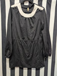 Vintage Volup 60s Black Long Sleeve Mini Dress with Belt