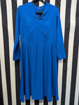 Vintage Volup 60s Long Sleeve Blue Polyester Dress