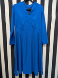 Vintage Volup 60s Long Sleeve Blue Polyester Dress