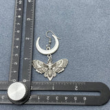 Mio Queena Gothic Style Moth & Moon Dangle Earrings