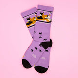 Gumball Poodle Purple Lounging Calico Cat Gym Socks