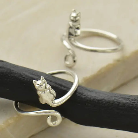 Nina Designs Sterling Silver Adjustable Cat Ring