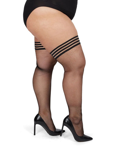 MeMoi Plus Size 1X-6X Backseam Fishnet Stockings