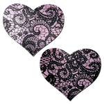 Pastease Pink and Black Lace Heart Pasties