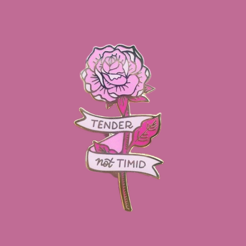 A Fink & Ink - Tender Not Timid Pink Rose Enamel Pin
