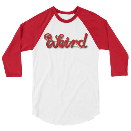 Abernathy's Weird Sign Red and White Unisex Men and Womens Retro 3/4 Sleeve Raglan Shirt Baseball Tshirt