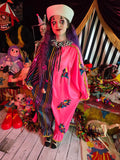Odd Betties Pink and Black striped & hearts Clown suit