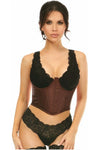 Daisy Corset Lavish Dark Brown Brocade Open Cup Waist Cincher
