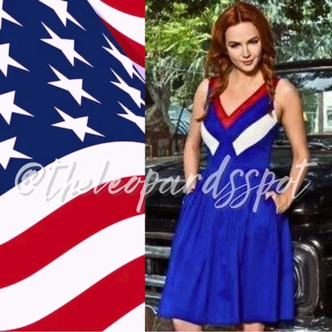 Gently Used Pinup Couture Red, White, Blue Dress