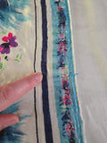Vintage 50s white blue and pink floral square silk scarf