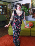 Gently Used Unique Vintage Floral & Butterfly Velvet Maxi