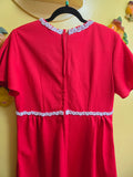 NotTooShabby Vintage 70s Red Dress White Applique