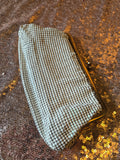 Vintage 60s White Metal Mesh Clutch handbag