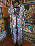 Vintage purple blue and brown geometric kaftan