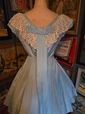 Vintage 60s Blue Dress Fit and Flare With Lace Collar