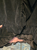 Vintage 1970s Black Velvet Ruffle Wrap Buckle Skirt