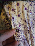 Vintage 50s white & purple floral Rhinestone dress