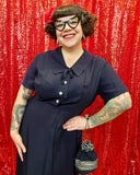 Vintage 40 Navy Blue Sheer Dress