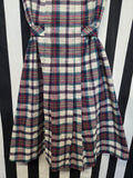 Vintage 60s Green Red Blue Plaid Belted Dress