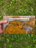 Vintage 70s Brown Marbled Wooden Box Purse with 'F'