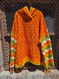 Unforgiven Upcycled Yellow Fringe Afghan Hoodie