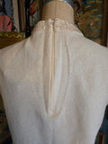Vintage 60s white sequin beaded floral sweater top