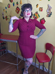 XL Vintage 40s Burgundy Crepe Dress