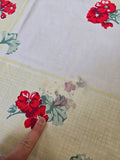 Vintage Red Yellow and White Floral Tablecloth
