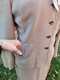 Vintage 1960 Gray Pink Yellow Travel Suit Jacket Skirt set