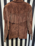 Vintage 90s Dark Brown Suede Fringe Jacket