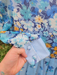 Vintage 70s Blue Floral Maxi with Belt