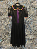 Vintage Black Lace Dress with Floral Collar