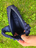 Vintage 1940's Navy Blue Popcorn Knit Handbag Purse