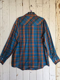 Unforgiven Upcycled Rose Blue Orange Plaid Western