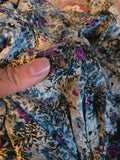Vintage 60s Blue Purple Floral Dress w/ Big Collar
