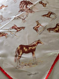 Vintage 60s White Horse breeds silk square scarf