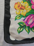 Vintage 60s pink yellow & blue floral rectangular scarf