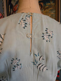 Vintage 40s blue floral and white lace cotton day dress