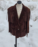 Vintage 90s Dark Brown Suede Fringe Jacket