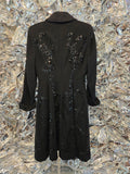 Vintage 1930s Black Wool & Sequin Princess Coat