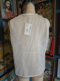 Vintage 50s sheer pasyel yellow top with lace collar