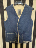 Vintage 70s Handmade Denim Vest with Faux Fur