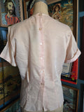 Vintage 60s pastel pink floral embroidered blouse