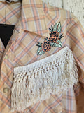 Unforgiven Upcycled Rose Western with White Fringe