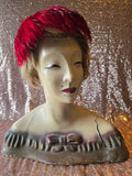 Vintage 40s Red Feather Hat Hair Piece